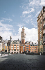 Fototapeta na wymiar View on the Grand Place of Lille Flanders France Generalle de Gaulle