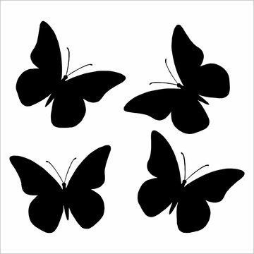 silhouette set of butterflies
