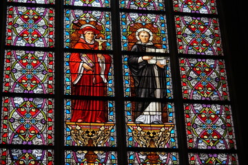 stained glass window in church,glass, church, window, stained, religion, cathedral, stained glass,...