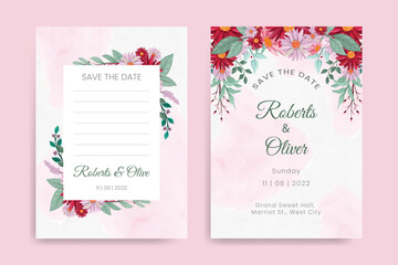 Elegant hand drawing wedding invitation floral design
