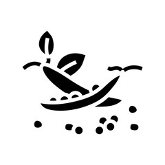 peas pod seed grain glyph icon vector. peas pod seed grain sign. isolated symbol illustration