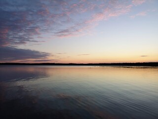Sunset on a lake showing the beauty of Finnish nature