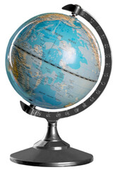 Schooll globe with black stan. World map concept