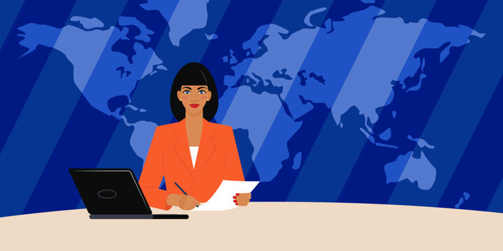 girl announcer transmits the news