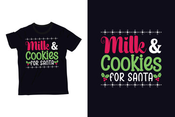 Fototapeta premium Milk and Cookies for Santa t-shirt design