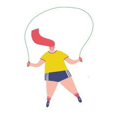 Cartoon cute girl jumping rope
