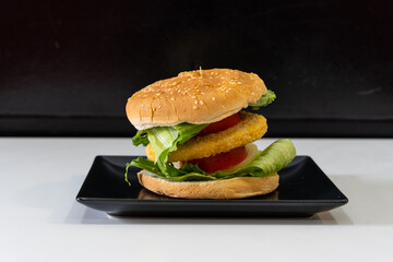 Kebab restaurant chef, traditional turkish and arabic food, chicken burger on a white background