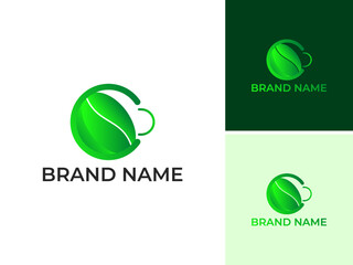 ILLUSTRATION LETTER C WITH COFFEE BEAN GRADIENT GREEN COLOR LOGO DESIGN VECTOR GOOD FOR COFFEE SHOP, BRAND COFFEE