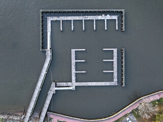 Aerial View of an Empty Marina