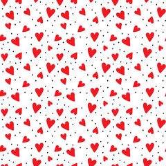 Collection of vector seamless patterns for valentine's day. Simple design. Valentine's day patterns and backgrounds. Endless texture can be used for printing onto fabric and paper, postcards - 545122916