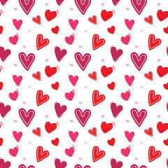Collection of vector seamless patterns for valentine's day. Simple design. Valentine's day patterns and backgrounds. Endless texture can be used for printing onto fabric and paper, postcards - 545122942
