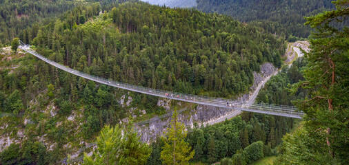 Ehrenberg suspension bridge in Tyrol, Austria