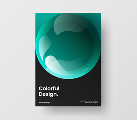 Geometric realistic balls catalog cover illustration. Minimalistic annual report design vector layout.