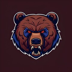 Fototapeta premium Savage and powerful bear face. Suitable for logo, mascot etc. 