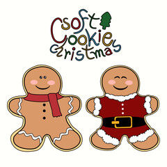 Soft cookie Christmas cartoon set