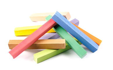 Fototapeta premium Colored chalk for drawing isolated on white background.