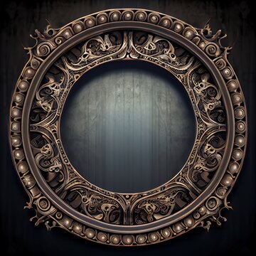 Beautiful gothic ornate round frame, ai generated