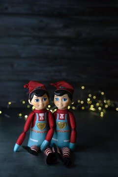 Elves On The Shelf, Elf On The Shelf Dolls, Christmas Tradition, Copy Space