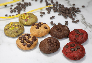 chocolate chip cookies stock photo