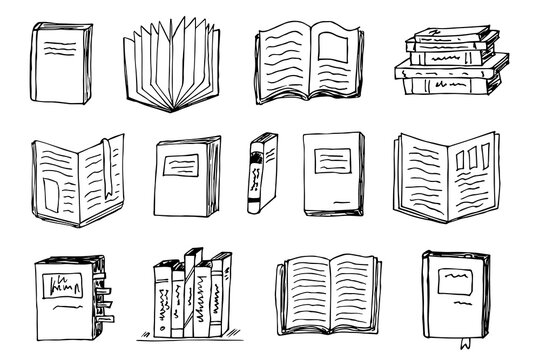 Vector book clipart set. Hand drawn school illustration. For print, web, design, decor, logo.