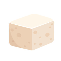 White Tofu vector. Tofu cartoon style isolated on white background. Vegetarian nutrition, healthy food.