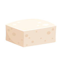 White Tofu vector. Tofu cartoon style isolated on white background. Vegetarian nutrition, healthy food.