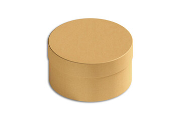 Kraft Brown cardboard round box mockup isolated on white background. eco friendly concept. 3d rendering.