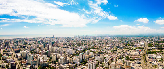 Aerial panoramic view of the Santo Domingo city, capital of Dominican Republic.