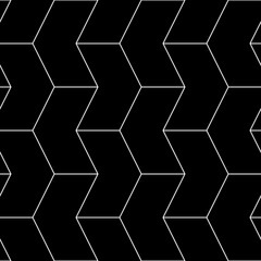 Seamless mosaic pattern. Zigzag figures ornament. Repeated puzzle shapes background. Arrows motif. Chevrons tiles wallpaper. Parquet backdrop. Digital paper, web design, textile print. Vector art work