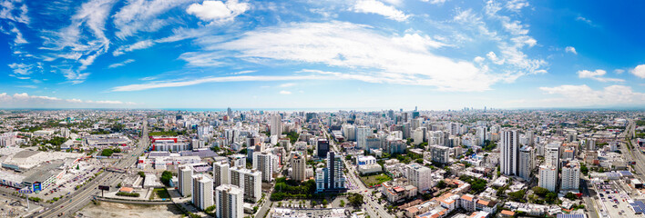 Obraz na płótnie Canvas Aerial panoramic view of the Santo Domingo city, capital of Dominican Republic.