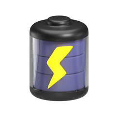 black battery full 3d icon