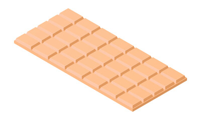 Vector illustration of chocolate bar isolated on white background. White chocolate icon. Dessert.