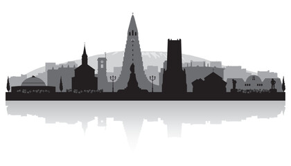 Fototapeta premium Reykjavik Iceland city skyline silhouette