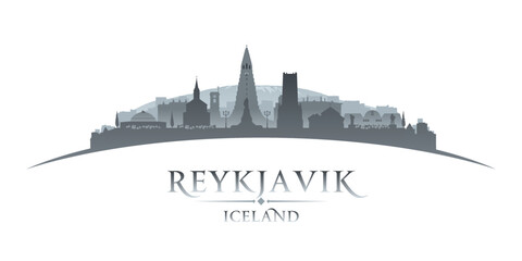 Reykjavik Iceland city silhouette white background