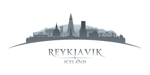 Fototapeta premium Reykjavik Iceland city silhouette white background
