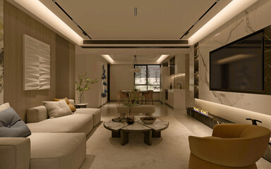 3d render. Modern living room interior.