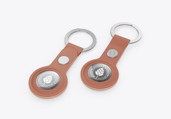 Leather Keychain and Electronic Tag Mockup