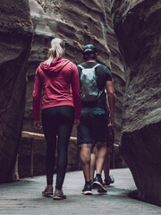 people on the mountain trail