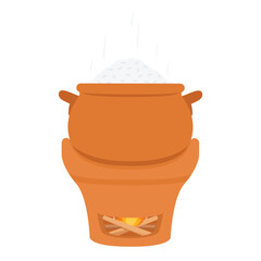 Earth pot vector. wallpaper. free space for text. earth rice cooker.