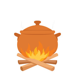 Earth pot vector. wallpaper. free space for text. earth rice cooker.