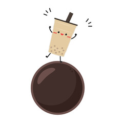 Tea pearl character design. wallpaper. free space for text. Tea pearl vector. Tea pearl vector.