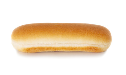 Fresh hot dog bun on white