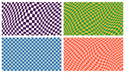 Groovy retro pattern background in psychedelic checkered backdrop style. A chessboard in a minimalist abstract design with a 60s 70s aesthetic vibe. hippie style y2k. funky print vector illustration