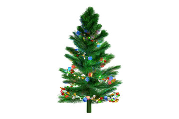 3d illustration green Christmas tree mockup scene Christmas and happy new year elegant winter holiday celebration Christmas tree snow gift gold-clipping path