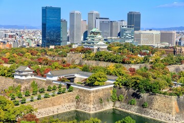 大阪府大阪市　大阪城公園と大阪ビジネスパークの全景
