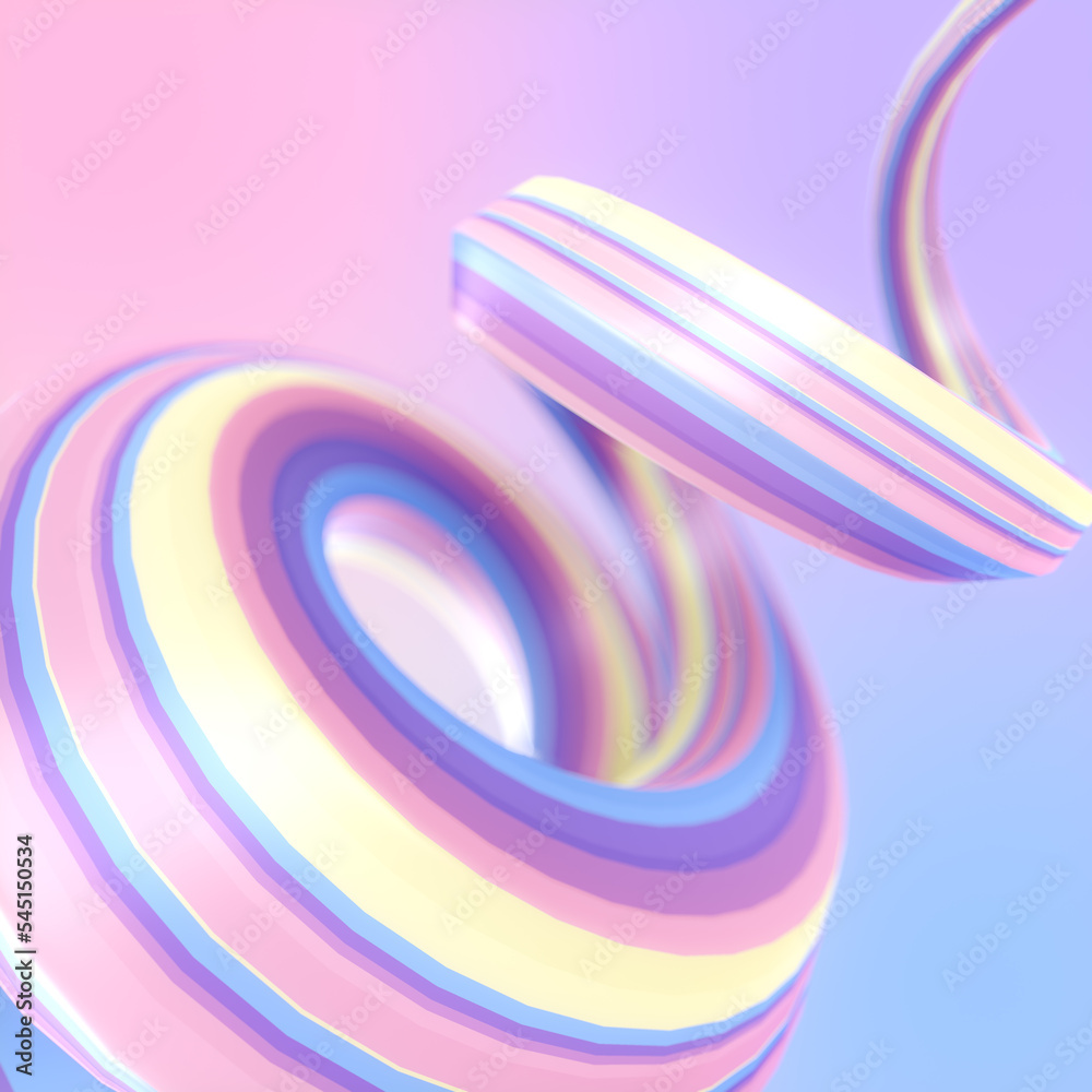 Aufkleber neon colored helix with iridescent stripes. abstract background. 3d rendering digital illustration