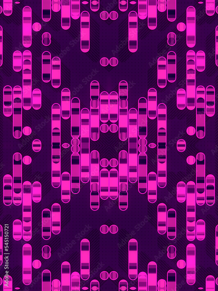 Poster Modern advertising with colorful kaleidoscopic pattern of simple geometric shapes. 3d rendering digital illustration