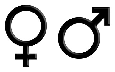 Pegatina transpatente de símbolos masculino y femenino