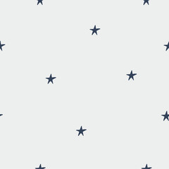 Abstract seamless pattern of blue stars on a gray background, digital paper, for surface design, kids clothing 