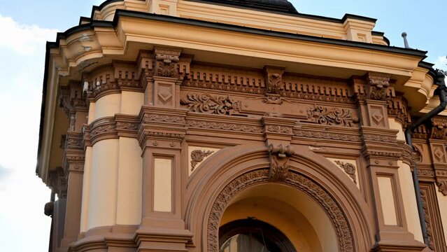 Close view of Urban villa of Vladimir Herta facade in Chisinau, Moldova